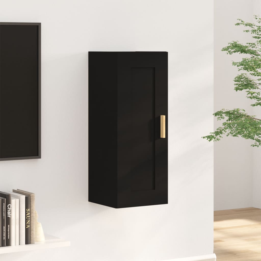 vidaXL Wall Cabinet Black 35x34x90 cm Engineered Wood