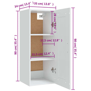 vidaXL Hanging Cabinet White 35x34x90 cm Engineered Wood