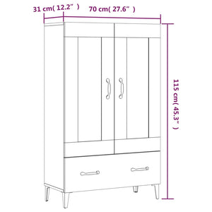 vidaXL Highboard Concrete Grey 70x31x115 cm Engineered Wood