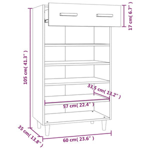 vidaXL Shoe Cabinet Concrete Grey 60x35x105 cm Engineered Wood