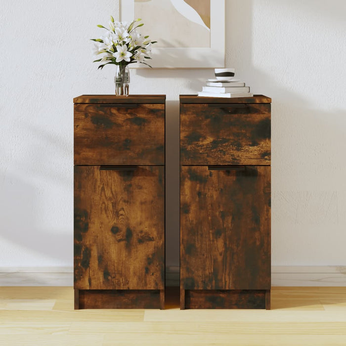 vidaXL Sideboards 2 pcs Smoked Oak 30x30x70 cm Engineered Wood