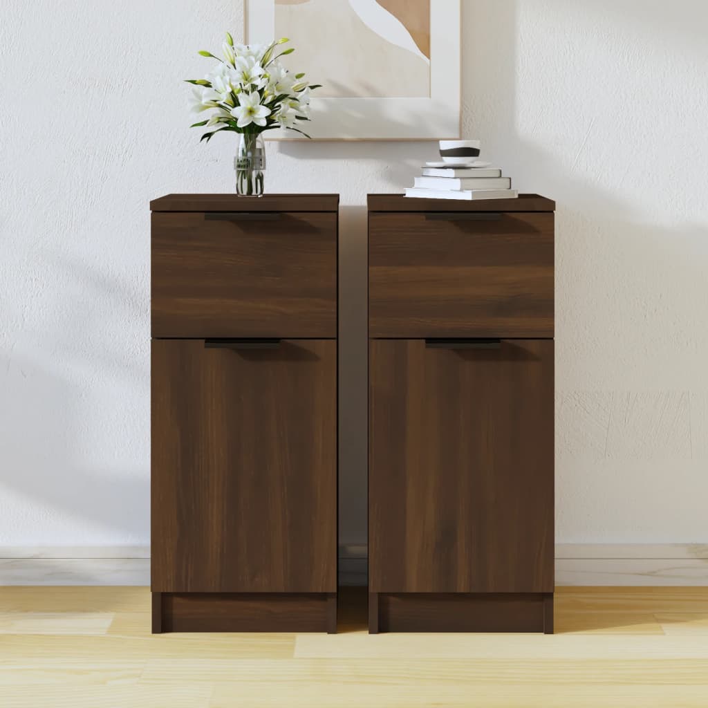 vidaXL Sideboards 2 pcs Brown Oak 30x30x70 cm Engineered Wood