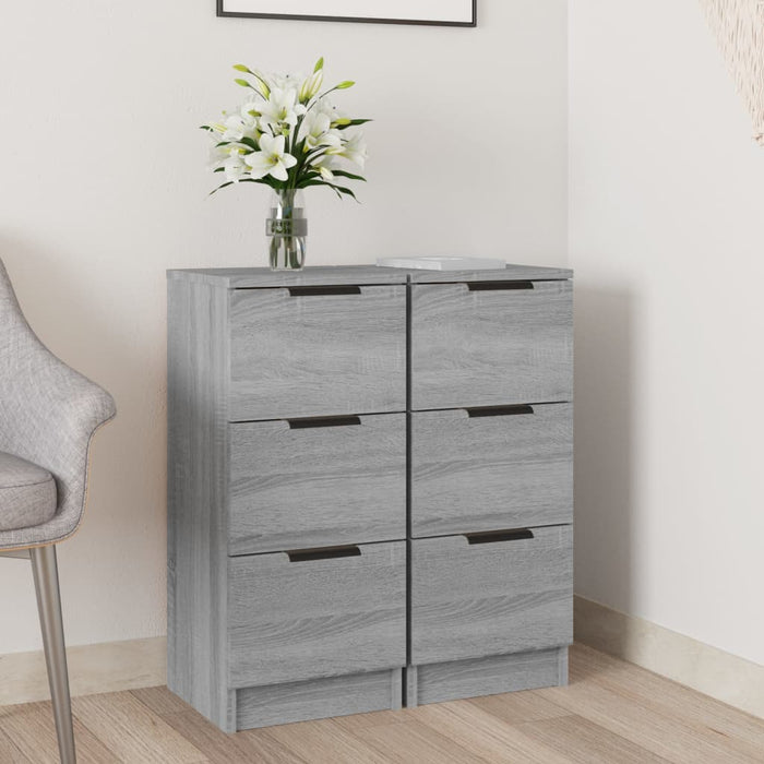 vidaXL Sideboards 2 pcs Grey Sonoma 30x30x70 cm Engineered Wood