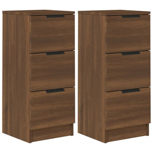 vidaXL Sideboards 2 pcs Brown Oak 30x30x70 cm Engineered Wood