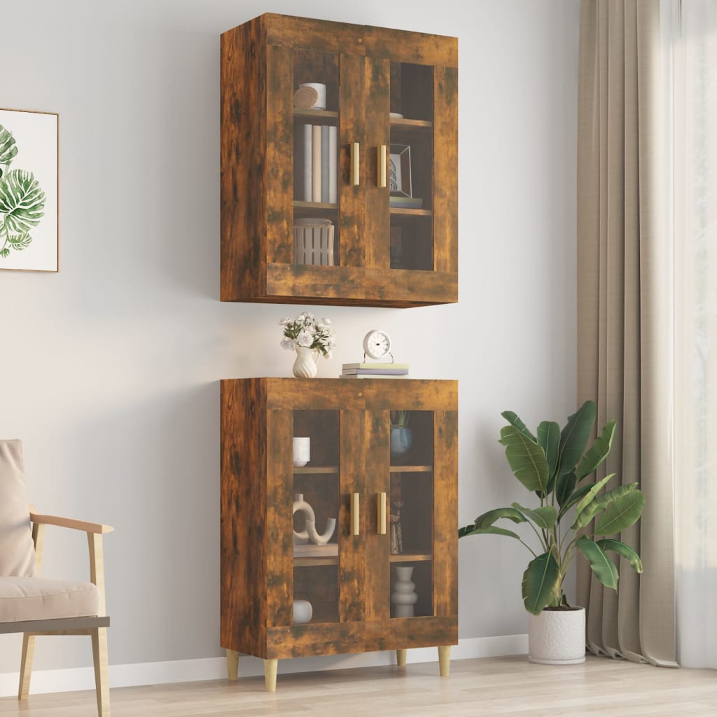 vidaXL Hanging Wall Cabinet Smoked Oak 69.5x34x90 cm