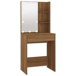 vidaXL Dressing Table with LED Brown Oak 60x40x140 cm