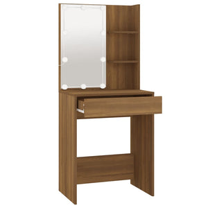 vidaXL Dressing Table with LED Brown Oak 60x40x140 cm