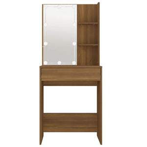 vidaXL Dressing Table with LED Brown Oak 60x40x140 cm