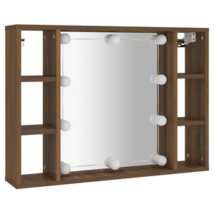 vidaXL Mirror Cabinet with LED Brown Oak 76x15x55 cm