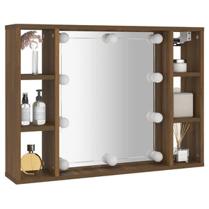 vidaXL Mirror Cabinet with LED Brown Oak 76x15x55 cm