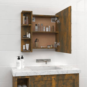 vidaXL Mirror Cabinet with LED Smoked Oak 70x16.5x60 cm