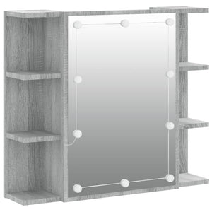 vidaXL Mirror Cabinet with LED Grey Sonoma 70x16.5x60 cm