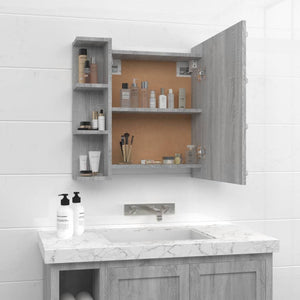 vidaXL Mirror Cabinet with LED Grey Sonoma 70x16.5x60 cm