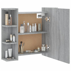 vidaXL Mirror Cabinet with LED Grey Sonoma 70x16.5x60 cm