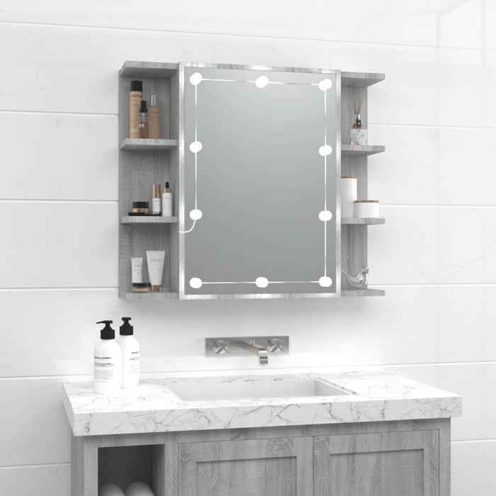 vidaXL Mirror Cabinet with LED Grey Sonoma 70x16.5x60 cm