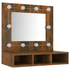 vidaXL Mirror Cabinet with LED Smoked Oak 60x31.5x62 cm