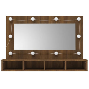 vidaXL Mirror Cabinet with LED Brown Oak 90x31.5x62 cm