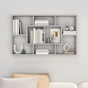 vidaXL Wall Shelf Grey Sonoma 85x16x52.5 cm Engineered Wood