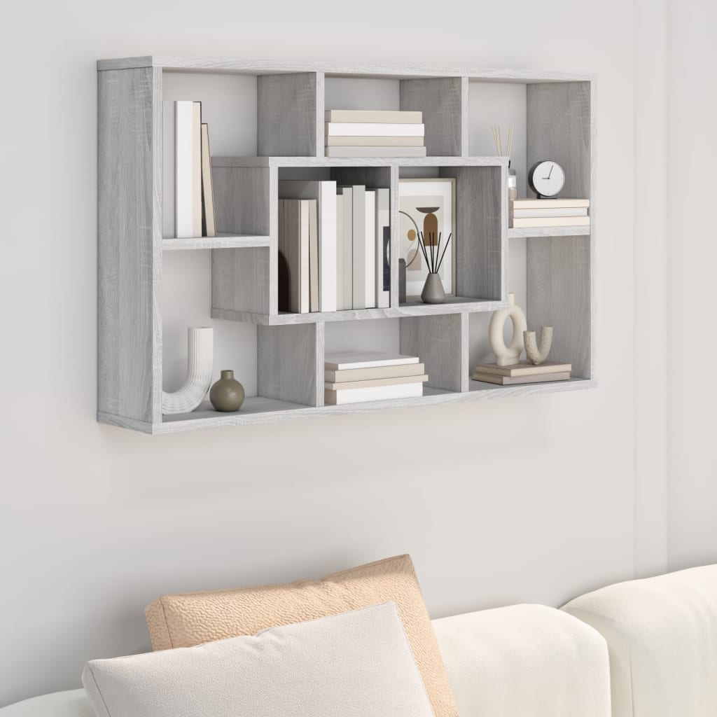 vidaXL Wall Shelf Grey Sonoma 85x16x52.5 cm Engineered Wood