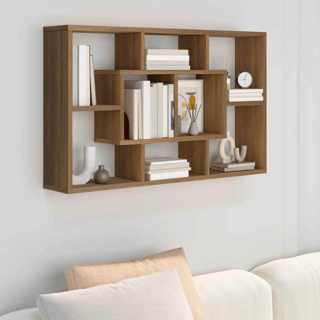 vidaXL Wall Shelf Brown Oak 85x16x52.5 cm Engineered Wood