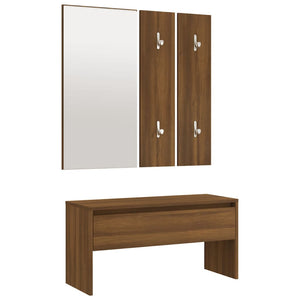 vidaXL Hallway Furniture Set Brown Oak Engineered Wood