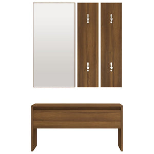 vidaXL Hallway Furniture Set Brown Oak Engineered Wood