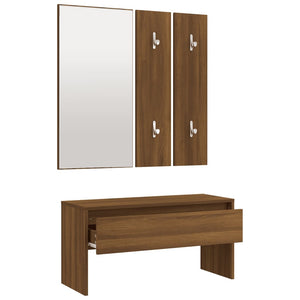 vidaXL Hallway Furniture Set Brown Oak Engineered Wood