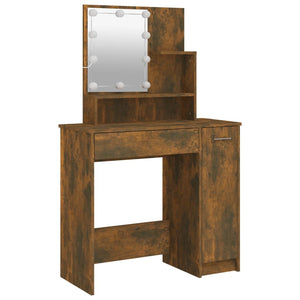 vidaXL Dressing Table with LED Smoked Oak 86.5x35x136 cm