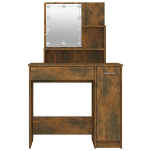 vidaXL Dressing Table with LED Smoked Oak 86.5x35x136 cm