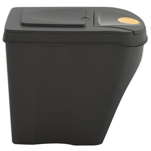 vidaXL Stackable Garbage Bin Boxes 3 pcs Grey 75 L Polypropylene