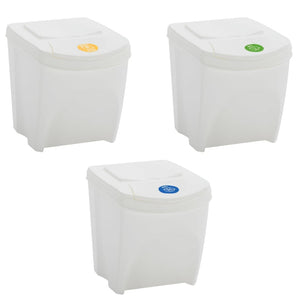 vidaXL Stackable Garbage Bin Boxes 3 pcs White 75 L Polypropylene