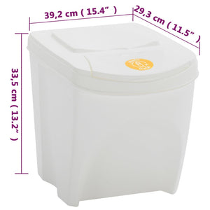 vidaXL Stackable Garbage Bin Boxes 3 pcs White 75 L Polypropylene