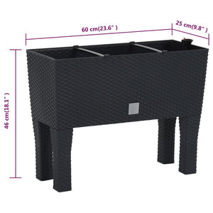 vidaXL Raised Garden Bed Anthracite 60x25x46 cm PP Rattan