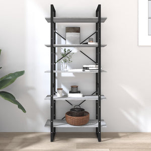 vidaXL 5-Tier Book Cabinet Grey Sonoma 80x30x175 cm Engineered Wood