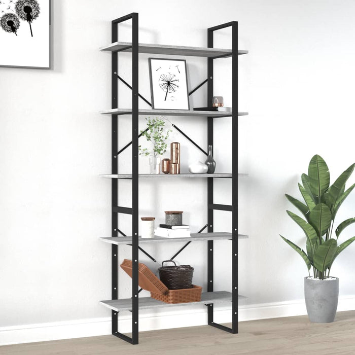 vidaXL 5-Tier Book Cabinet Grey Sonoma 80x30x175 cm Engineered Wood