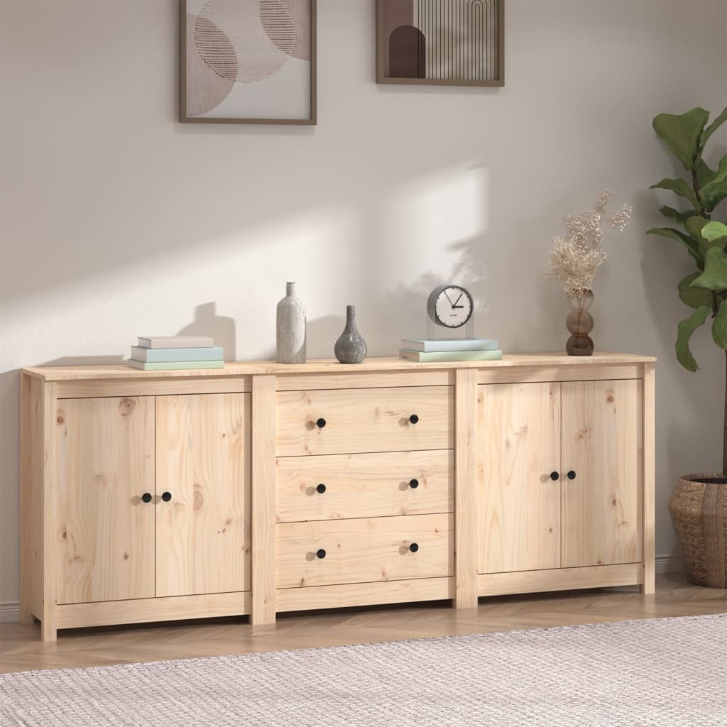 vidaXL Sideboard 210x35x80 cm Solid Wood Pine