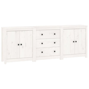 vidaXL Sideboard White 210x35x80 cm Solid Wood Pine