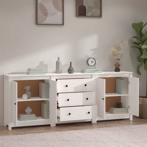 vidaXL Sideboard White 210x35x80 cm Solid Wood Pine