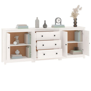 vidaXL Sideboard White 210x35x80 cm Solid Wood Pine