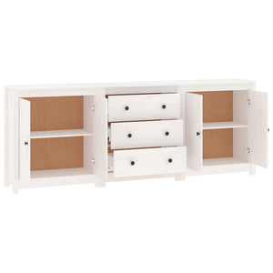 vidaXL Sideboard White 210x35x80 cm Solid Wood Pine