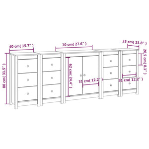 vidaXL Sideboard 230x35x80 cm Solid Wood Pine