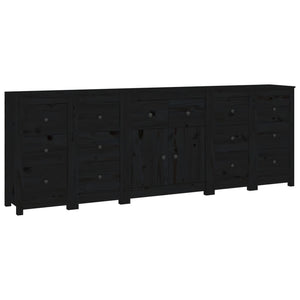 vidaXL Sideboard Black 230x35x80 cm Solid Wood Pine