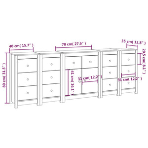 vidaXL Sideboard Black 230x35x80 cm Solid Wood Pine