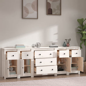 vidaXL Sideboard White 230x35x80 cm Solid Wood Pine