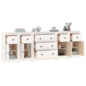 vidaXL Sideboard White 230x35x80 cm Solid Wood Pine