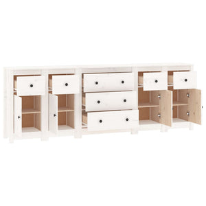 vidaXL Sideboard White 230x35x80 cm Solid Wood Pine