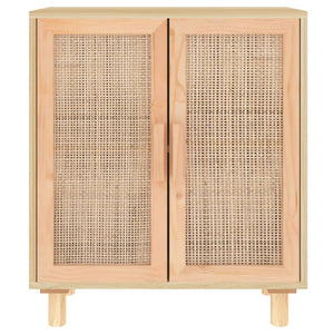 vidaXL Sideboard Brown 60x30x70 cm Solid Wood Pine and Natural Rattan