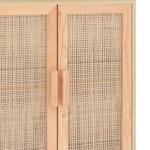 vidaXL Sideboard Brown 60x30x70 cm Solid Wood Pine and Natural Rattan