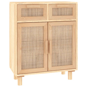 vidaXL Sideboard Brown 60x30x75 cm Solid Wood Pine and Natural Rattan