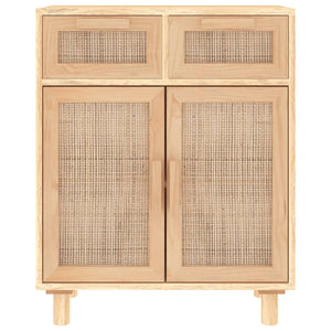 vidaXL Sideboard Brown 60x30x75 cm Solid Wood Pine and Natural Rattan